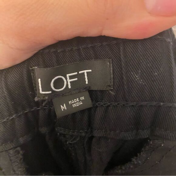 Loft black pull on lyocell modal blend hi rise jogger pants zipper ankle M - Picture 7 of 13